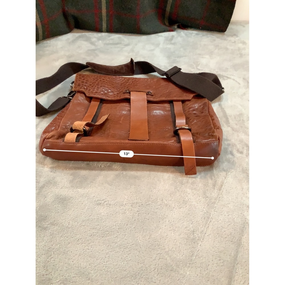 Marco Buggiani Brown Leather Messenger Bag Made in Italy Crossbody Cognac - Picture 8 of 11